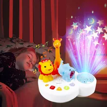 Светодиодный светильник для сна, игрушки, музыкальный животный парк, слон, Лев, жираф, красочный светильник со звездами, Лампа для проектора, колыбель, детская игрушка для гипноза