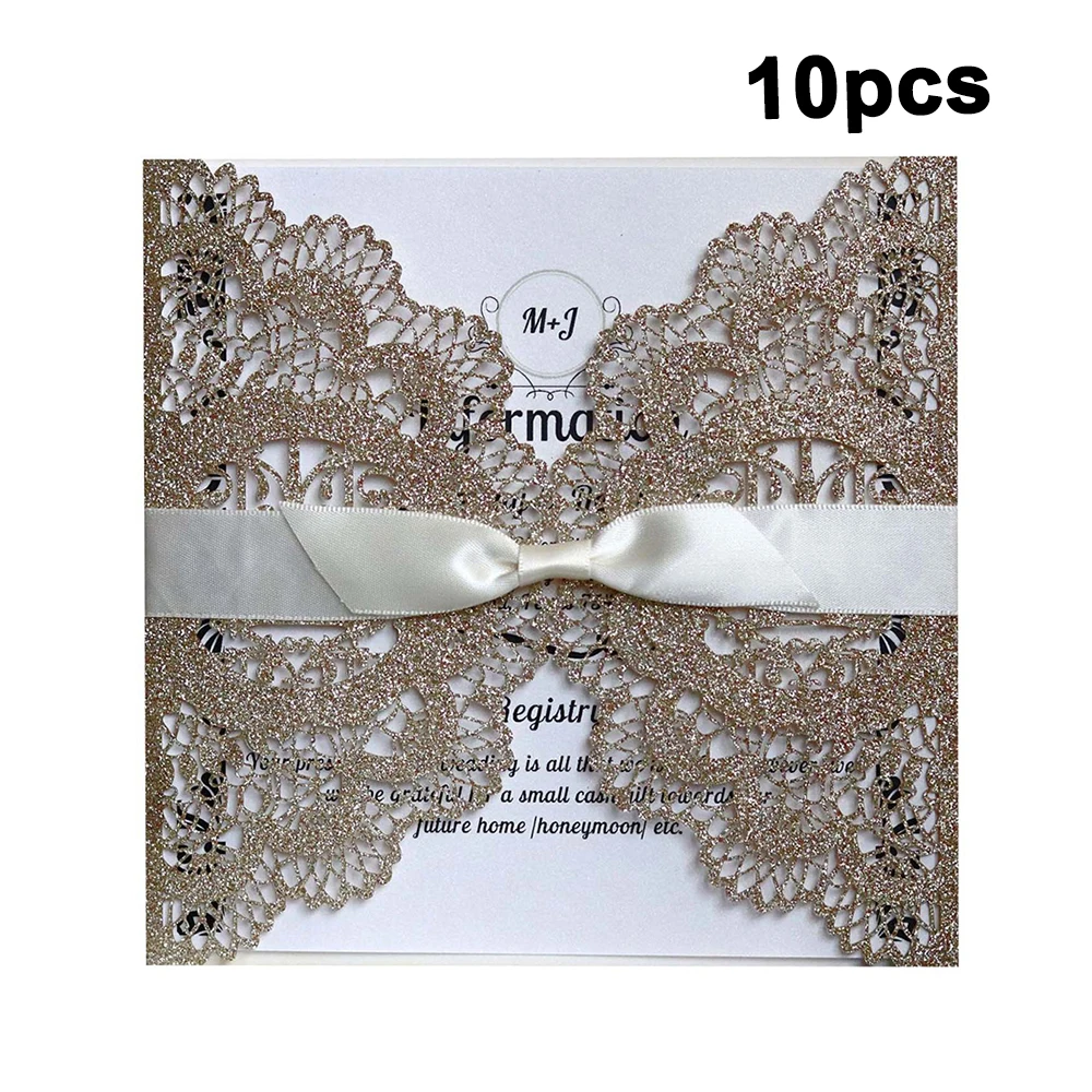  10pcs Laser Cut Lace Edge Invitations Cards Kits for Wedding Bridal Shower Birthday Anniversary Par - 33003279761