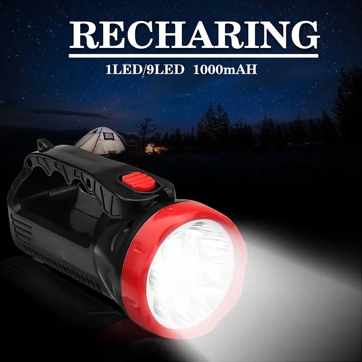 

Handheld lamp Rechargeable LED Flashlight Portable fishing Camping lanterns hunting Torch tent light 1 or 9 LED