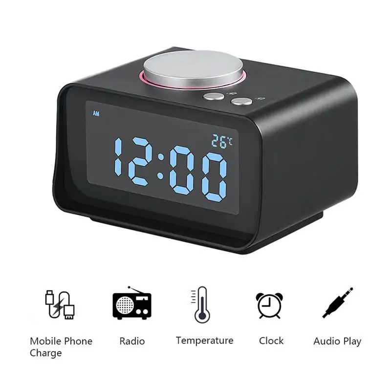 

Multi-function FM Radio Alarm Clock Smart Digital Alarm Clock Dual USB AUX Function Connect to MP3 MP4 PDA (EU/US Plug)