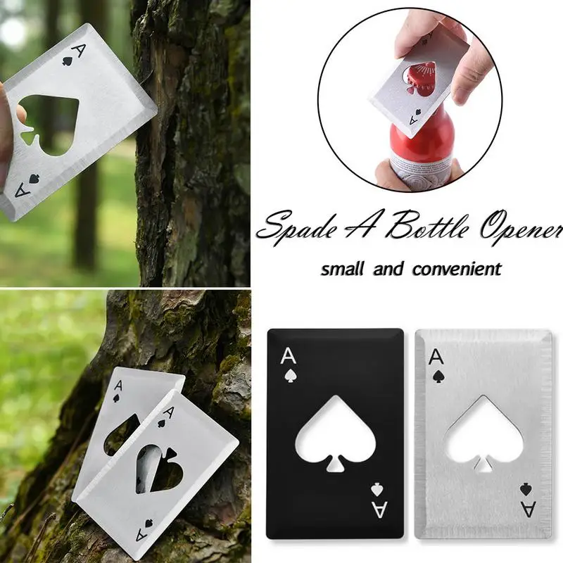 

1pc Portable Stainless Steel Spade A Bottle Opener Poker-Shaped Playing Cards For Beer Bottle Opener Throwing And Cutting