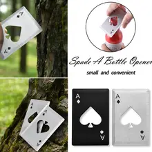 1pc Portable Stainless Steel Spade A Bottle Opener Poker-Shaped Playing Cards For Beer Bottle Opener Throwing And Cutting