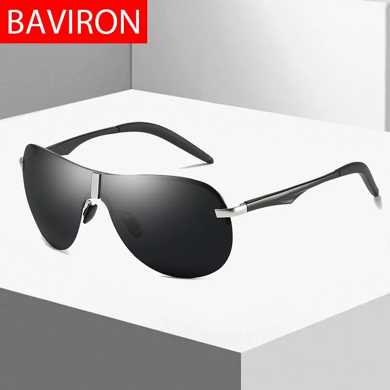 BAVIRON солнцезащитные очки без оправы Мужские поляризационные Большие размеры uva uvb винтажные мужские солнцезащитные очки ночного вождения