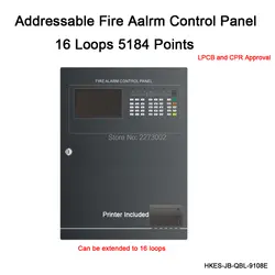 16 петель 5184 точек адресуемых пожарной сигнализации управление панель с принтером Поддержка Max адресуемых детекторы тепла эхолот I/O Модуль