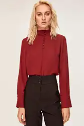 Трендовая блузка на пуговицах цвета Бордо TOFAW19XL0008