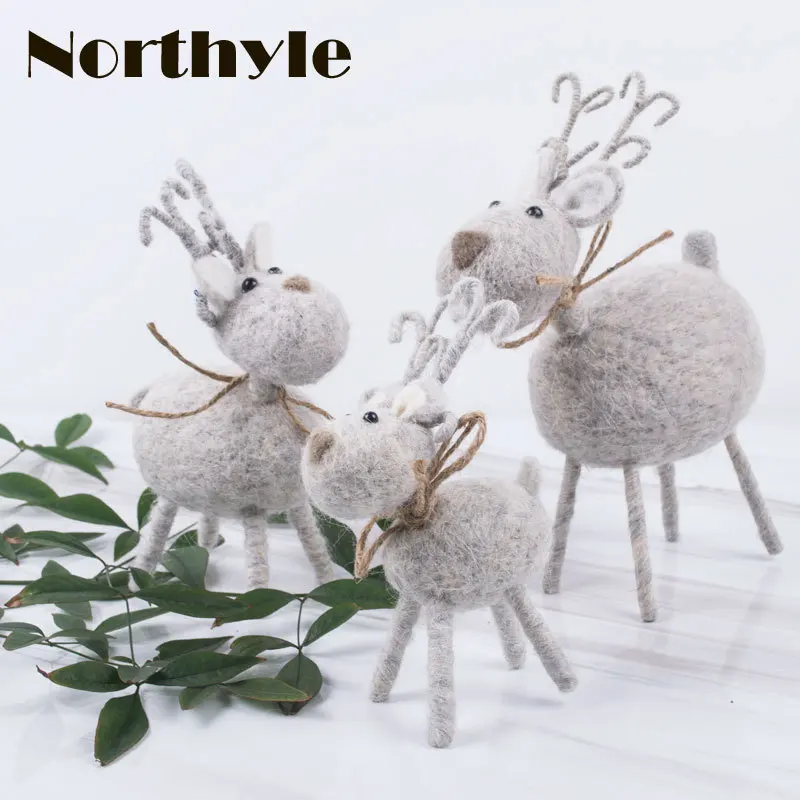 

DH wool reindeer christmas figurine decoration xmas miniatures christmas decorations for home navidad gift christmas ornaments