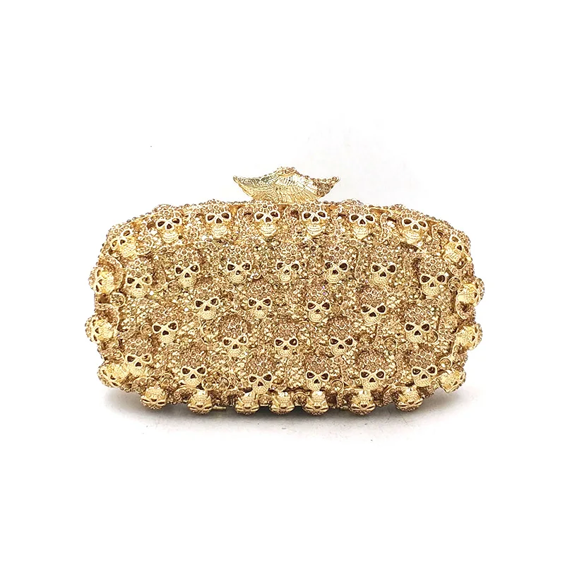 

Bridal wedding party purses elegant purses women evening party handbag luxury diamonds skull head hollow out crystal clutches