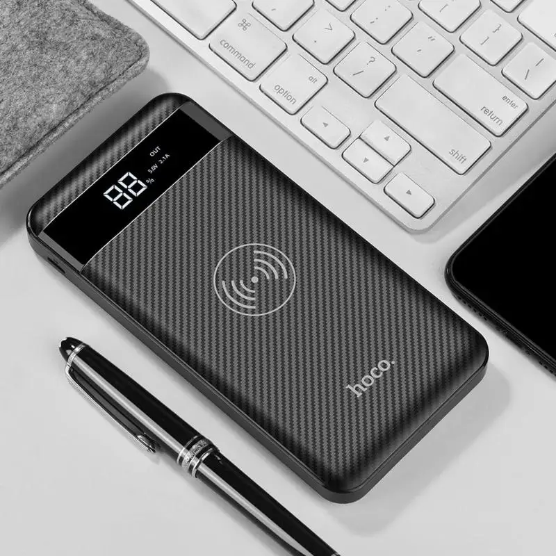 HOCO QI Wireless Charger Power Bank 10000mAh Dual USB with Digital Display External Battery Power Bank for iPhone 8 X XS Max XR HOCO QI Wireless Charger Power Bank 10000mAh Dual USB with Digital Display External Battery Power Bank for iPhone 8 X XS Max XR