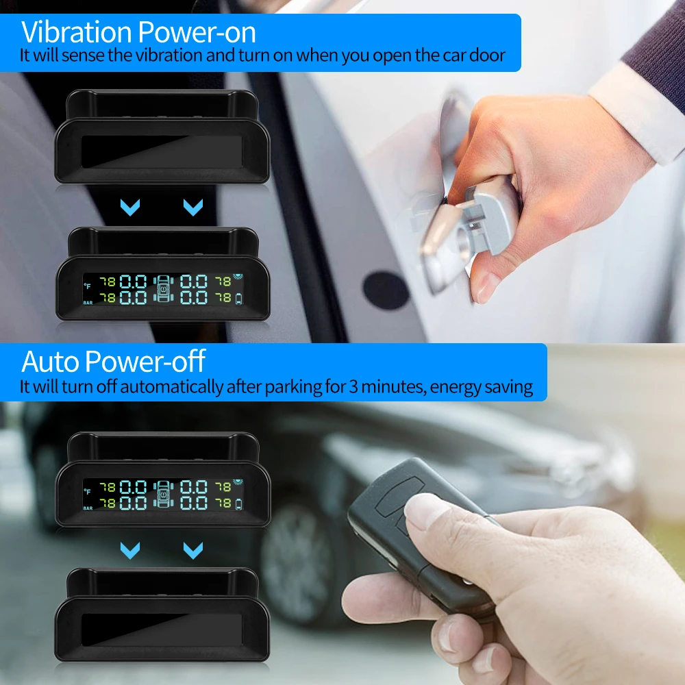 Система мониторинга давления в шинах AutoLover C260 Солнечная TPMS монитор реальном