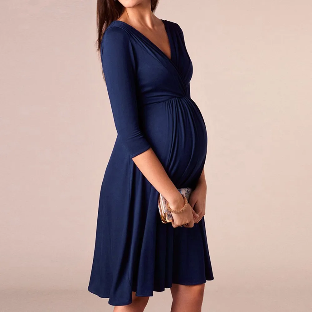 Новое платье для грудного вскармливания Топ Грудное вскармливание с длинным рукавом Женское зимнее платье для беременных большой размер