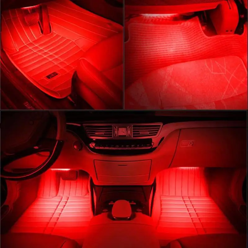 DC 12V SMD5050 RGB LED Гибкий свет Водонепроницаемый Автомобильный интерьер Footwell