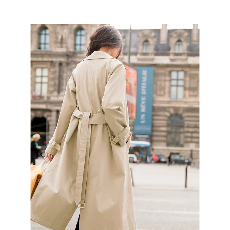 INMAN 2019 Spring New Arrival Turn down Collar Retro Hongkong Style Casual All-match Conclude Belt Long Sleeves Women Coat