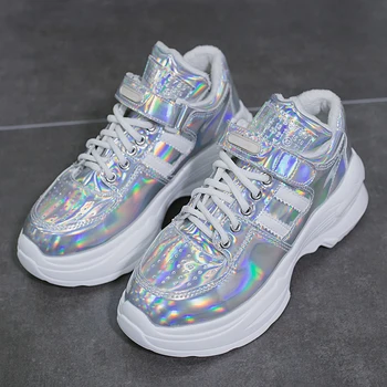 

Casual Fashion Glitter Women Sneakers Spring Platform Sneakers for Women Female Footwear Woman Shoes basket Chunky Sneakers