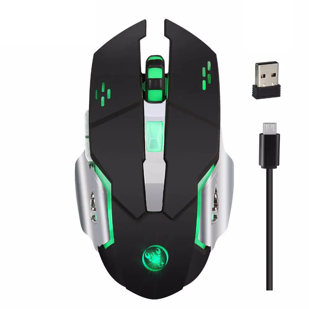 HXSJ M70 Беспроводная игровая мышь 2400 точек/дюйм перезаряжаемая 7 цветов подсветка