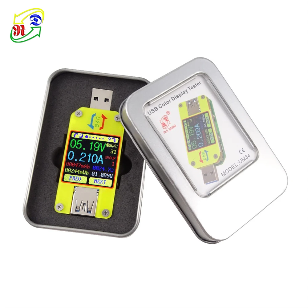 UM34 UM34C UM34C Tension de mesure de courant de type C-m/ètre rotation /à quatre voies pour testeur d/écran couleur USB3.0 APP