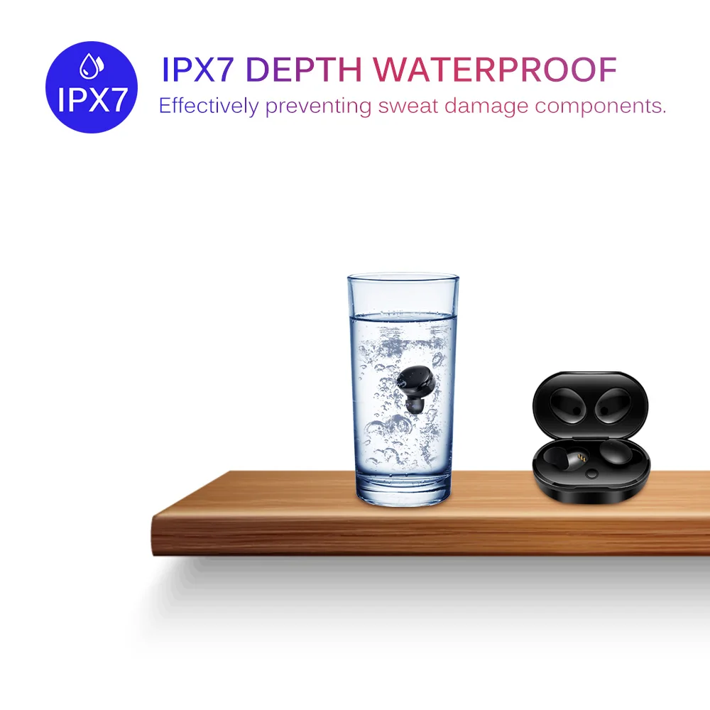 Миниатюрные беспроводные наушники IPX7 Bluetooth стереонаушники вкладыши портативные