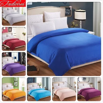

1 Piece Duvet Cover Dark Blue Plain Pure Color Bedding Bag Quilt Blanket Comforter Case Soft Cotton Single Full Queen King Size