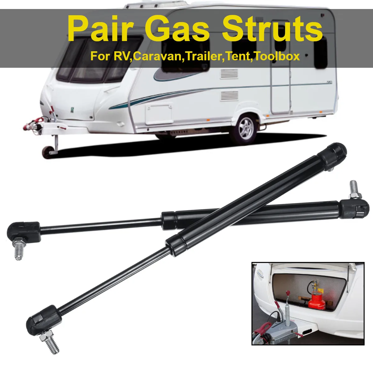 2pcs Gas Spring Support Struts 315mm 300N 8mm Shaft For RV Caravan