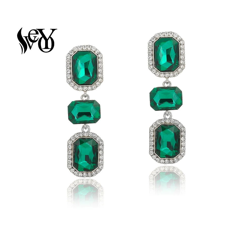 

VEYO Classic Crystal Drop Earings Imitation Emerald Dangle Earrings for Women Fashion Jewelry New