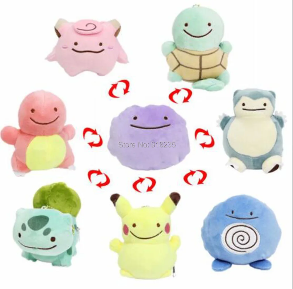 

10/Lot 10 Styles Ditto Metamon Bulbasaur Charmander Squirtle Snorlax Pikchu Gengar 12CM Inside-Out Cushion Plush Stuffed Toy