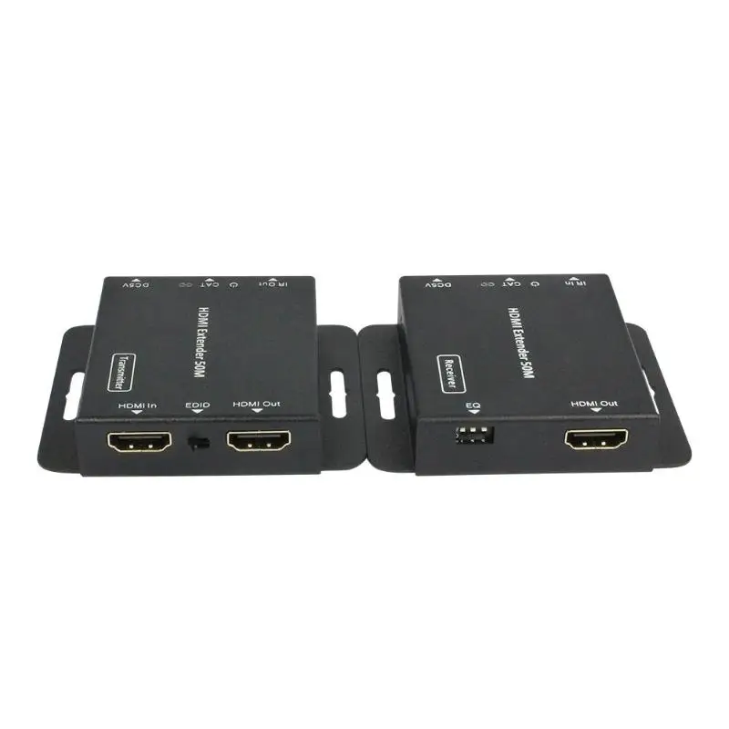 

2-Port HDMI Extender IR POE Cat5e/6 Cable 1080P Transmitter Receiver Switcher with Power Adapter up to 50m