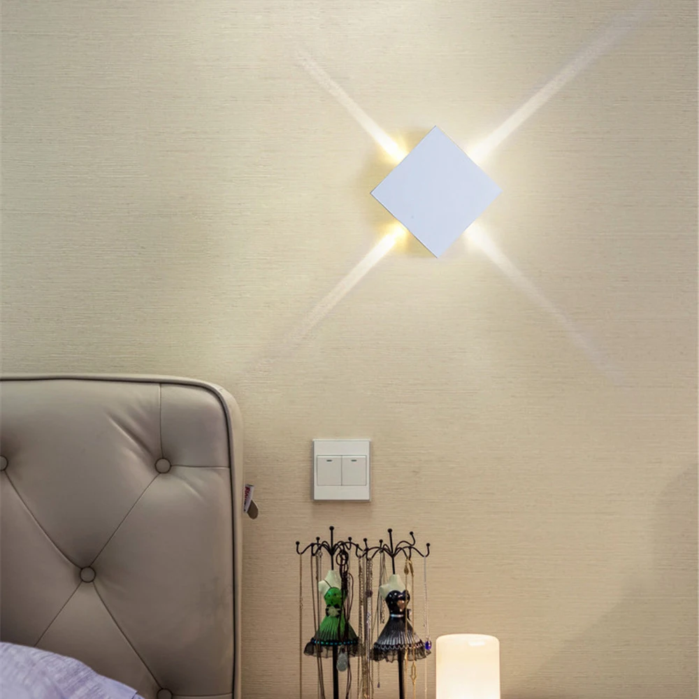 LED Wall Lamp Bedside Lamp Bedroom Living Room Wall Modern Simple Creative Corridor Hotel Cross Star Light AC85-265V