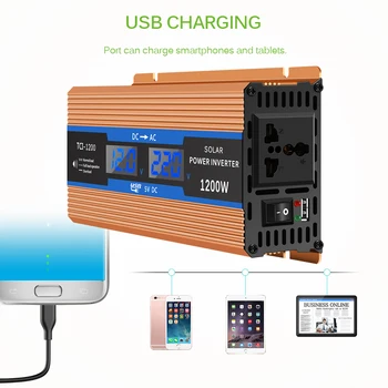 

700W Pure Sine Wave Car Power Inverter Converter 1200W Peak Power DC 12V To AC220V With LCD Display For Charging Laptop