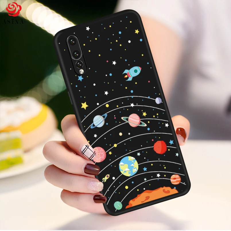 

Cartoon Silicone For Huawei Y9 2019 Case Girl Fashion Painted Pattern Bcak Cover For Huawei Y6 Shockproof Bumper Fundas Coque
