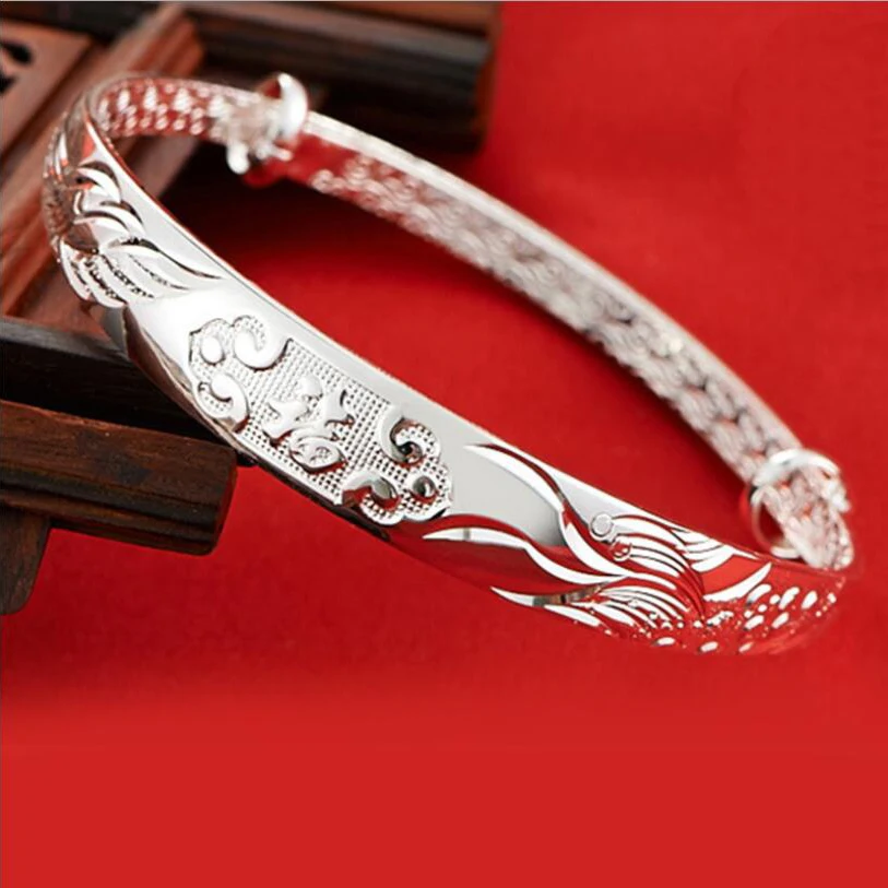 

Dragon Phoenix Blessing Bracelet Silver Jewelry Mixed Batch Dragon Blessing Bracelet Silver Color Bracelet For Women
