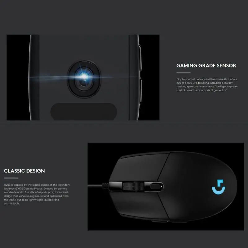  Logitech G102 Gaming Mouse 8000DPI RGB Macro Programmable Mechanical Buttons Wired Mouse for PUBG/O