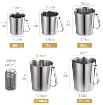 

New Diy Candle making hand Tool set 304 Stainless Steel Cup Wax Pot Chocolates Melt Containing mark Big 2000ML Inner Scale