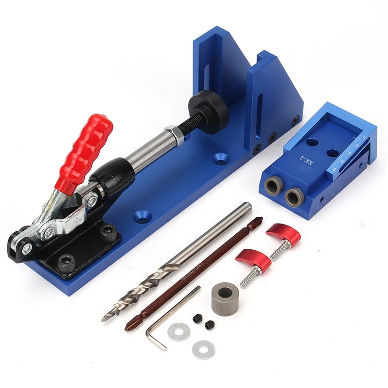 

XK-2 Pocket Slant Hole Jig Wood Working Carpenter Kit Toggle Clamps With Drilling Bit Wood for DIY Woodworking Tool
