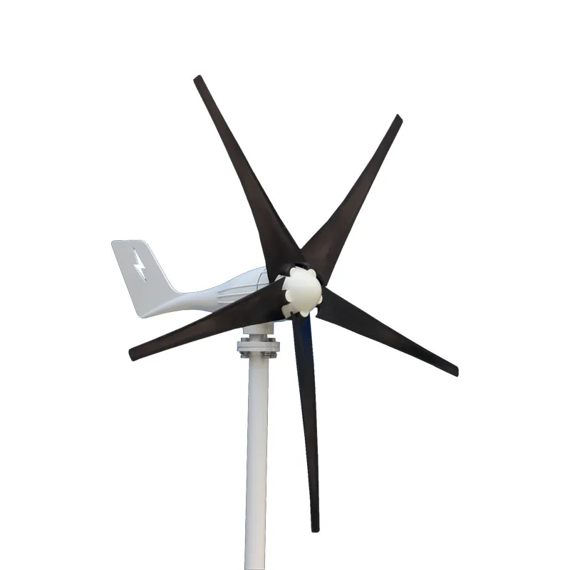 

600W 12 V 24 Volt 5 Nylon Fiber Blades Horizontal Wind Turbines Generator Power Windmill Energy Charger Kit Home Black