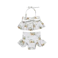 Комплект бикини для маленьких девочек из двух предметов, белые топы с цветочным рисунком, шорты, купальный костюм, одежда для купания