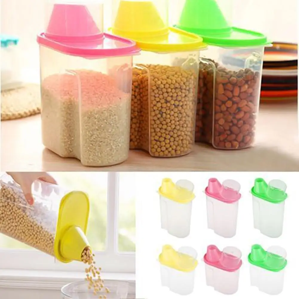 1.9/2.5L Rice Cereal Bean Dry Food Storage Dispenser Container Lid