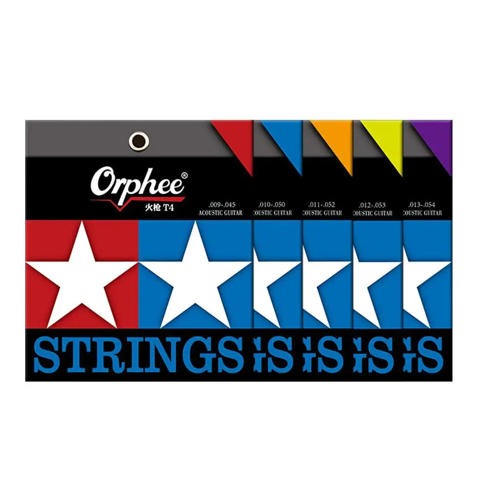 

Orphee T4 6pcs Guitar Strings Set Acoustic Folk Wood Guitarra Strings Hexagonal Core Phosphor Bronze String Guitar Accessories