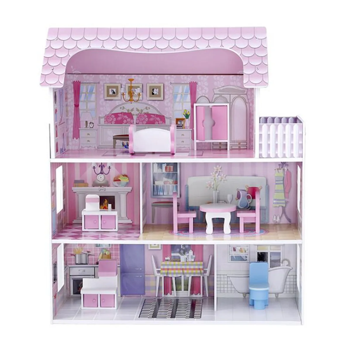

DIY Miniature Model 3D Wooden Dollhouse DIY Doll House Furniture Kits Set Girls Birthday Gifts Toys 3 Level Large Toy
