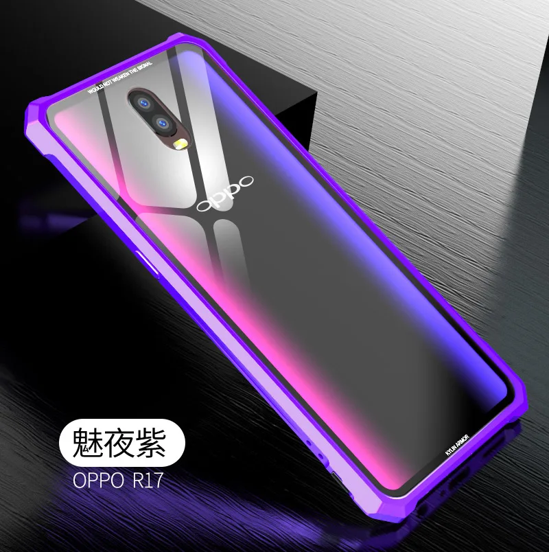 

Oppo R15 Pro OppoR17 Case Metal Aluminum Bumper Frame Cover with Glass Back Cover Hard Case for Oppo R17 Pro R17Pro R15Pro Cover