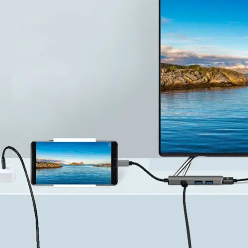 Преобразователь типа C в HDMI HD USB концентратор 4 1 адаптер с портом для зарядки MacBook