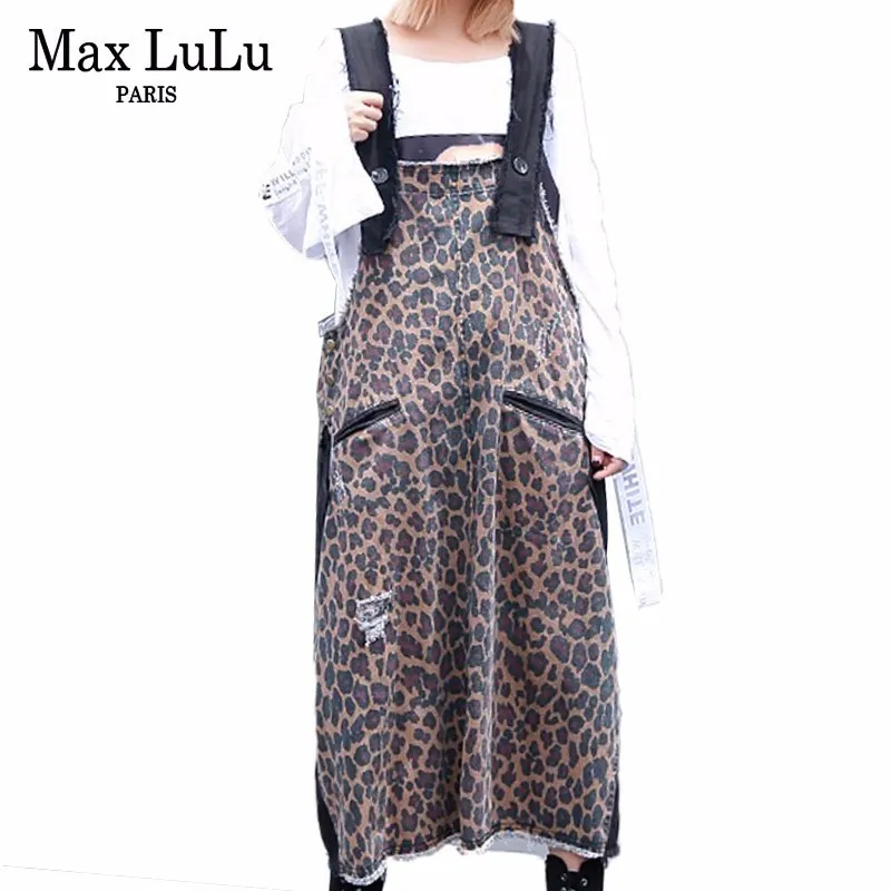 

Max LuLu 2019 Fashion Korean Designer Ladies Leopard Streetwear Women Denim Long Dresses Cotton Casual Vestidos Sexy Party Dress