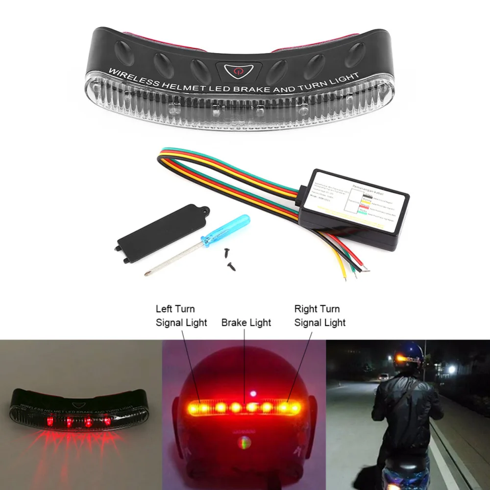 12V Motorcycle Wireless Waterproof Helmet LED Brake And Turn Signal