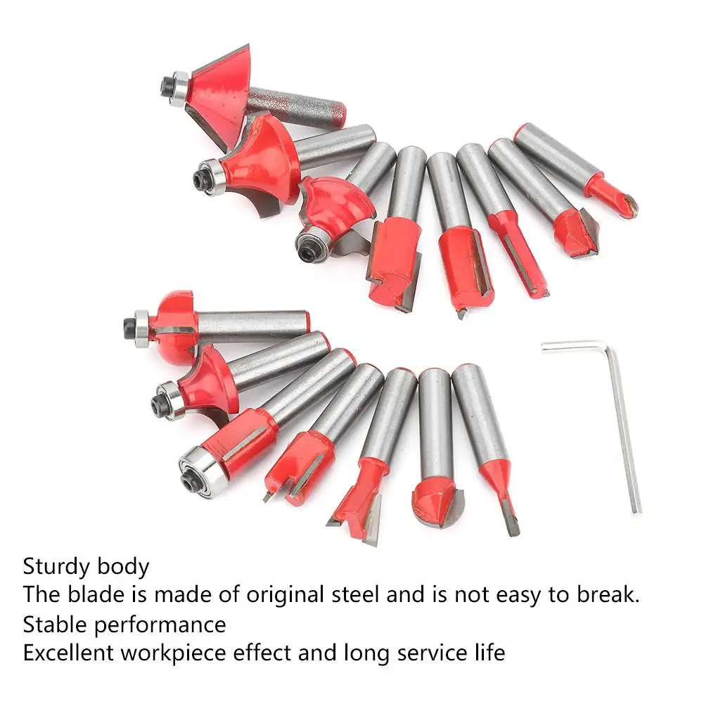 15 шт. 3-16 мм деревообрабатывающий фреза 8 мм хвостовик фрезы Набор деревообрабатывающий фрезы с коробкой красный Фрезер ручной инструмент набор