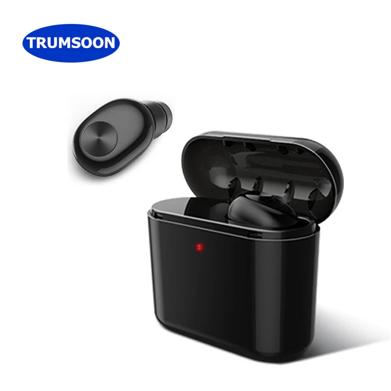 

Trumsoon Bluetooth Wireless Earphone HD Call Single Mini Invisible Earbuds with Mic with Charging Box for Smart Phones Laptop