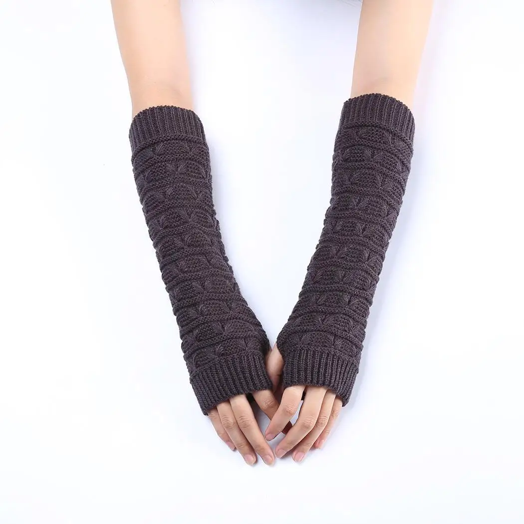 Guantes Mujer Mittens Gloves Women Knitted Arm Fashion  Hand Warmer Winter Gloves Women Crochet Knitting Faux Wool Mitten W