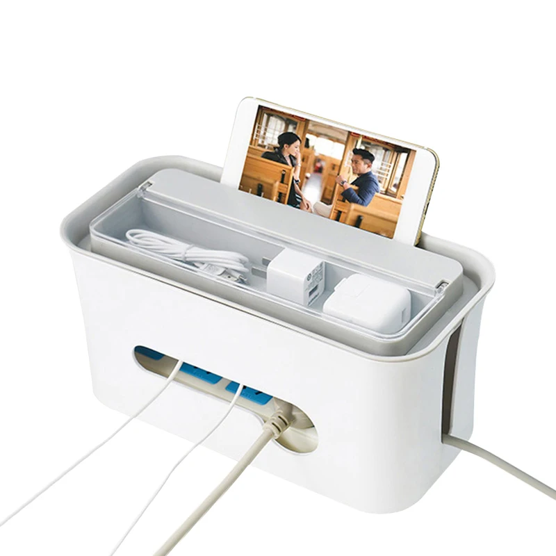 

Safety Socket Power Line Container Power Cord Cables Phone Storage Organizer Charging Wire Tidy Organizer Desktop Box Supplies