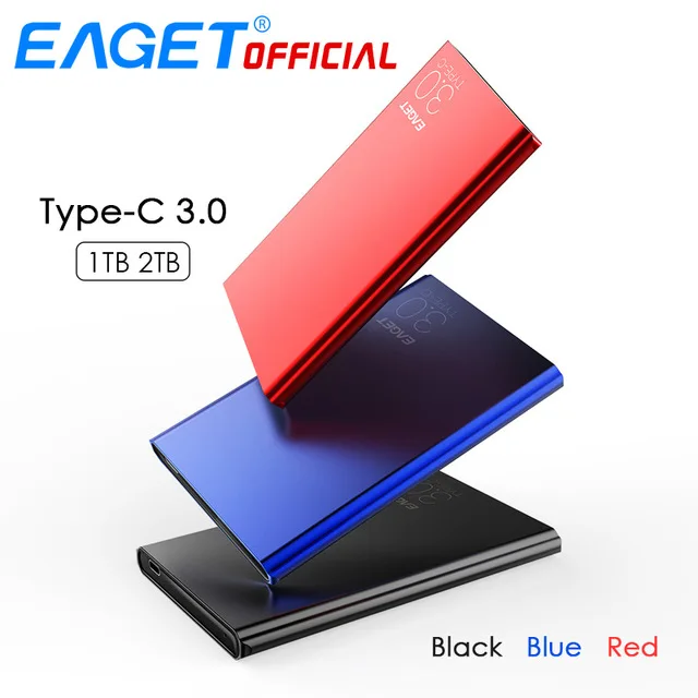EAGET External Hard Drives 2TB 1TB HDD 2.5 inch High Speed Type C 3.0 Hard Disk Ultra-thin USB C Mobile HDD for Laptops Desktop