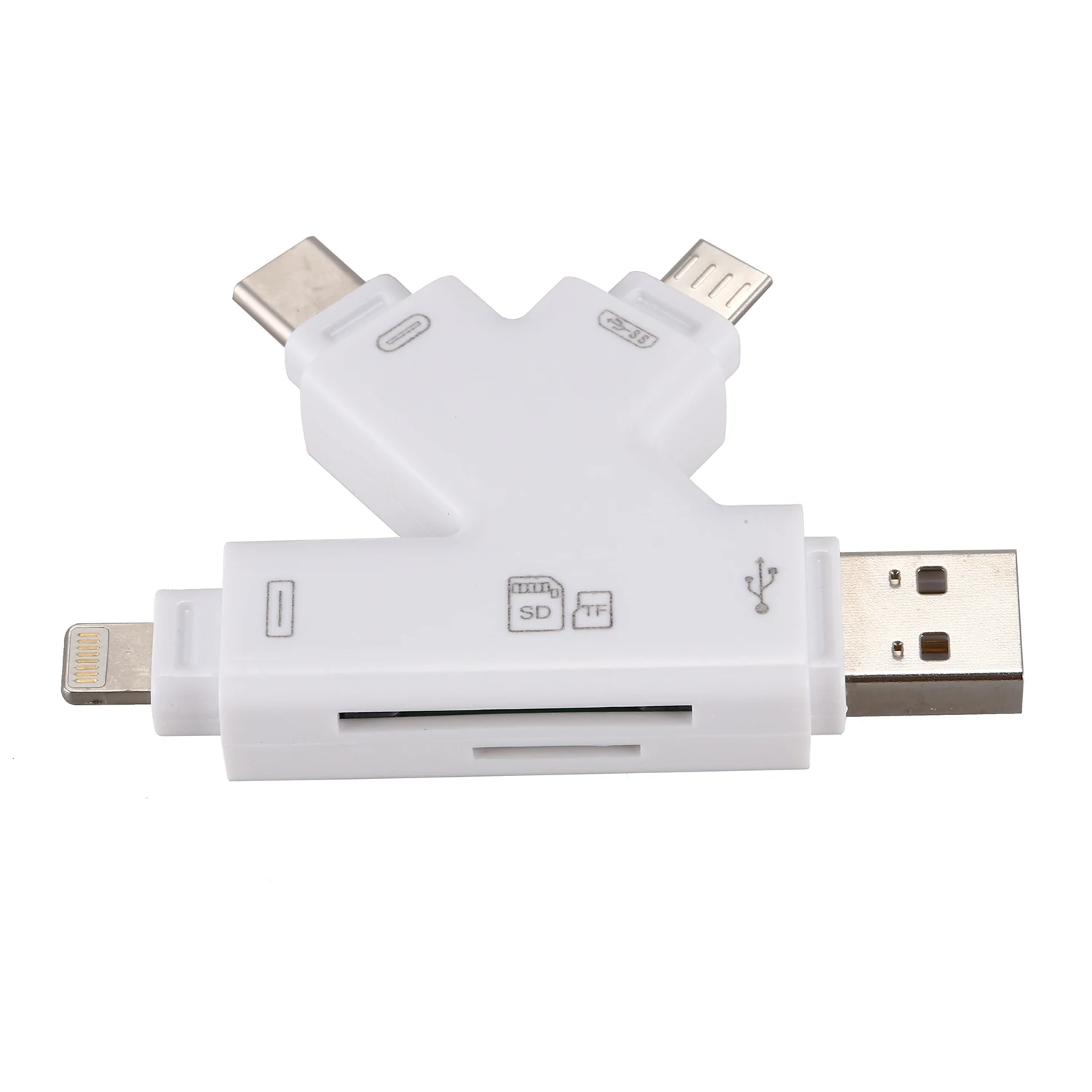4 в 1 кардридер Micro-Sd с разъемом Lightning/Usb/Micro Usb/type C для телефонов Iphone Ipad Android type C/Mac/Pc