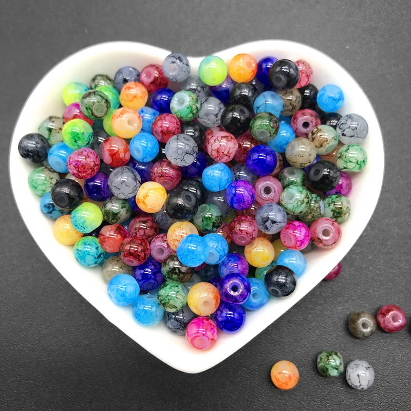 4 6 8 10mm Mix Color Glass Beads Round Loose Beads DIY Bracelet Earrings Charms Necklace Beads For Jewelry Making