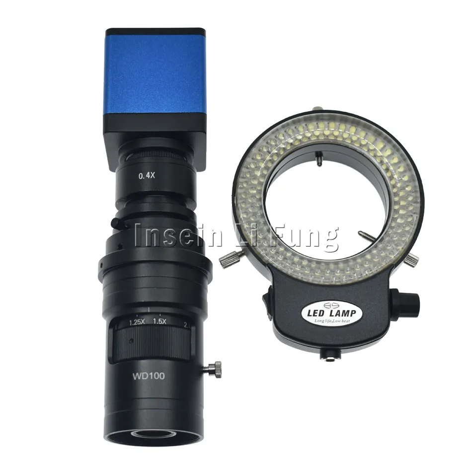 HD 1080 P 60FPS HDMI Industrie Video Microscoop Camera + 10X-200X Zoom C-mount Lens Werkafstand 100- 150mm + 144 LED Lichtbron HD 1080 P 60FPS HDMI Industrie Video Microscoop Camera + 10X-200X Zoom C-mount Lens Werkafstand 100- 150mm + 144 LED Lichtbron