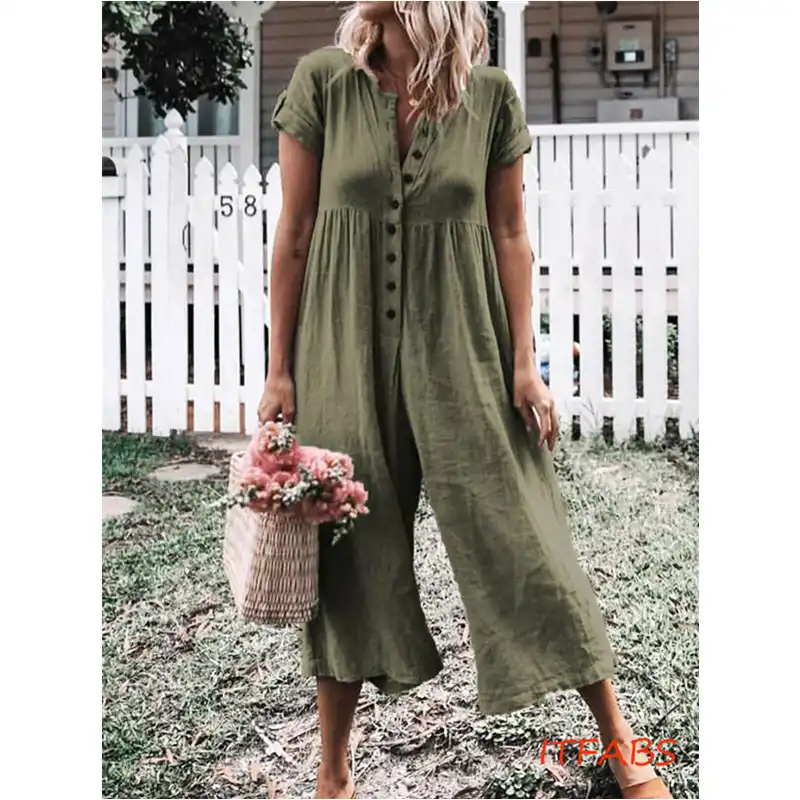 fashion casual loose solid color jumpsuits